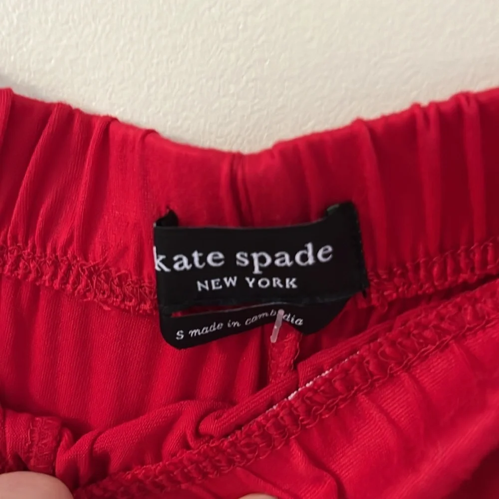 KATE SPADE Red Elasticized Waist Wide Straight Leg Pants NWT